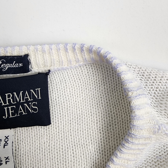 AJ Armani Jeans Mens Sweater Regular Fit Black White Stripes Size XL - Picture 9 of 10